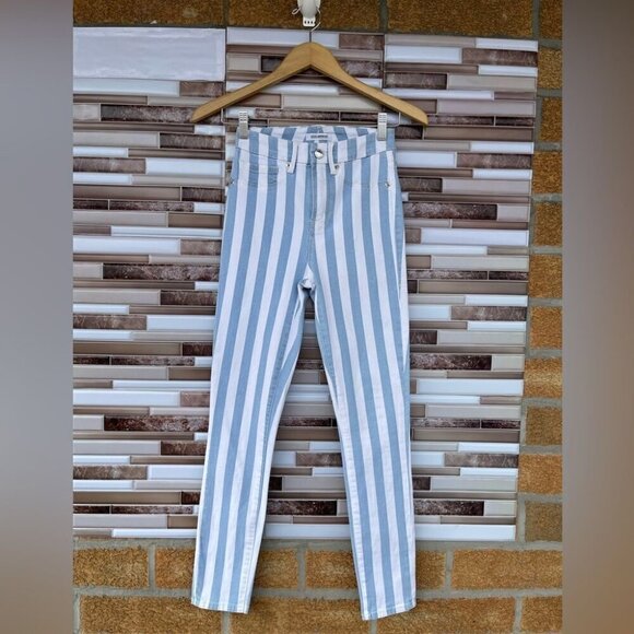 Good American Baby Blue white stipe jeans size 24 - Picture 1 of 12